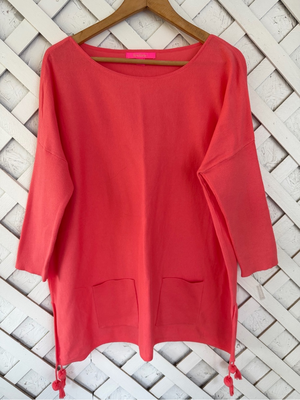 Lilly Pulitzer Elba Coolmax Sweater 3/4 Sleeve size Large Coral